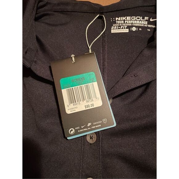 Nike Golf Dri-Fit Polo V Neck Fitted Shirt Adult XL Black Promo Womens - Picture 2 of 3